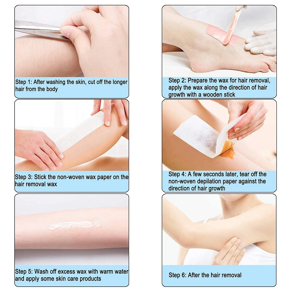 Alileader 100 Sheets Non Woven Wax Strips Body Facial Eyebrow Bikini Wax Strips For Hair Removal Large Size 2.8" * 7.9" 5