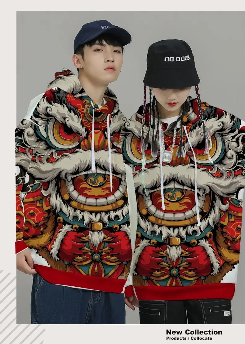 4XL Chinese Style 3d Print Vintage Pullover Hoodies Hiphop Long Sleeve Tops Clothes For Men Women 2022 New Harajuku Chic