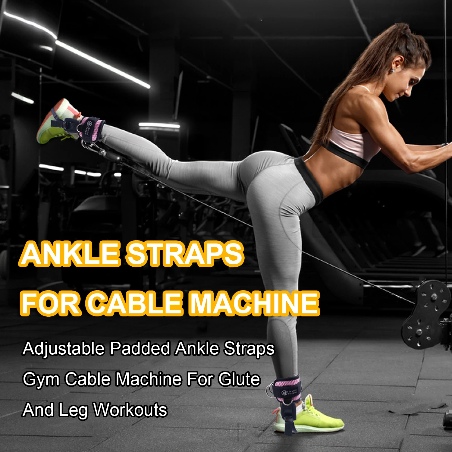 4 D-rings Ankle Straps for Cable Machine Adjustable Extra Strap