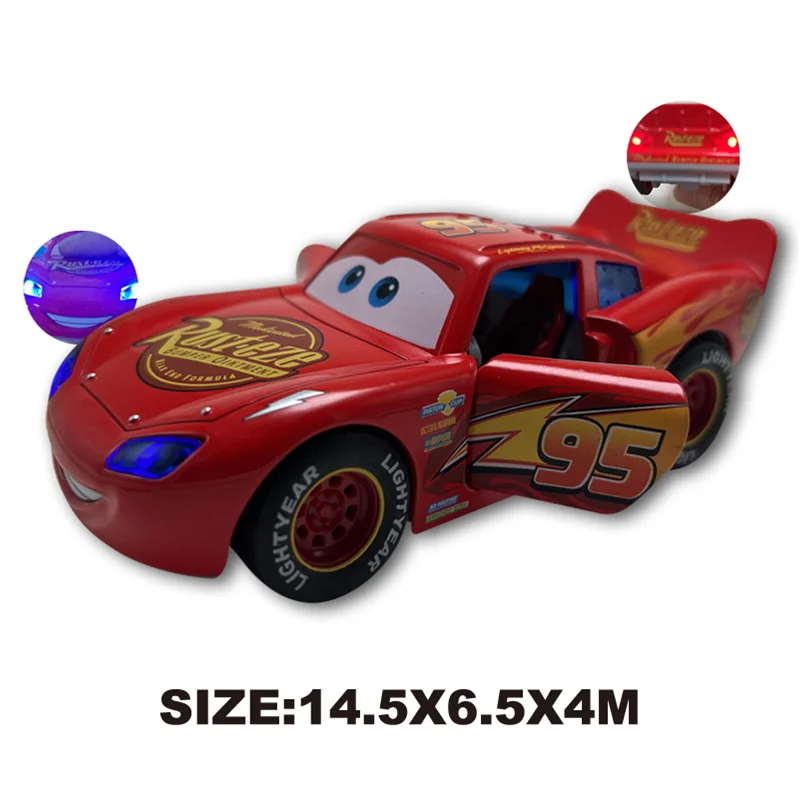 Disney Pixar Cars Lightning Mcqueen Sound and Light Edition Double door pull-back Car 1:32 Diecast Vehicles Alloy Car Toy Gifts 2