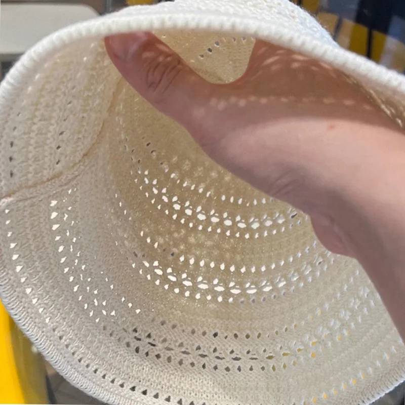 Ladies Hollow out Dome Bucket Hat - Lightweight Breathable Sun Protection for Summer, Daily Outdoor Beach Travel