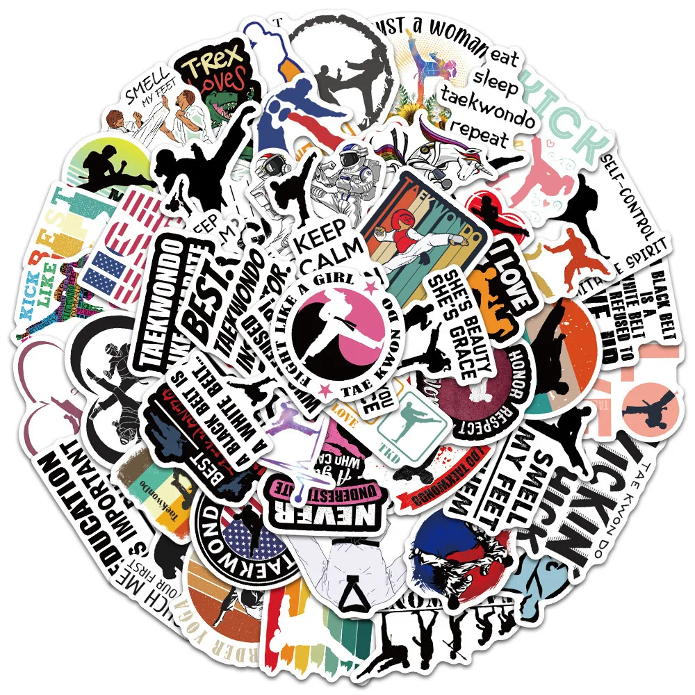 50Pcs 멋진 태권도 쿵푸 낙서 방수 스티커 창조적 인 장식 성격 노트북 전화 ..