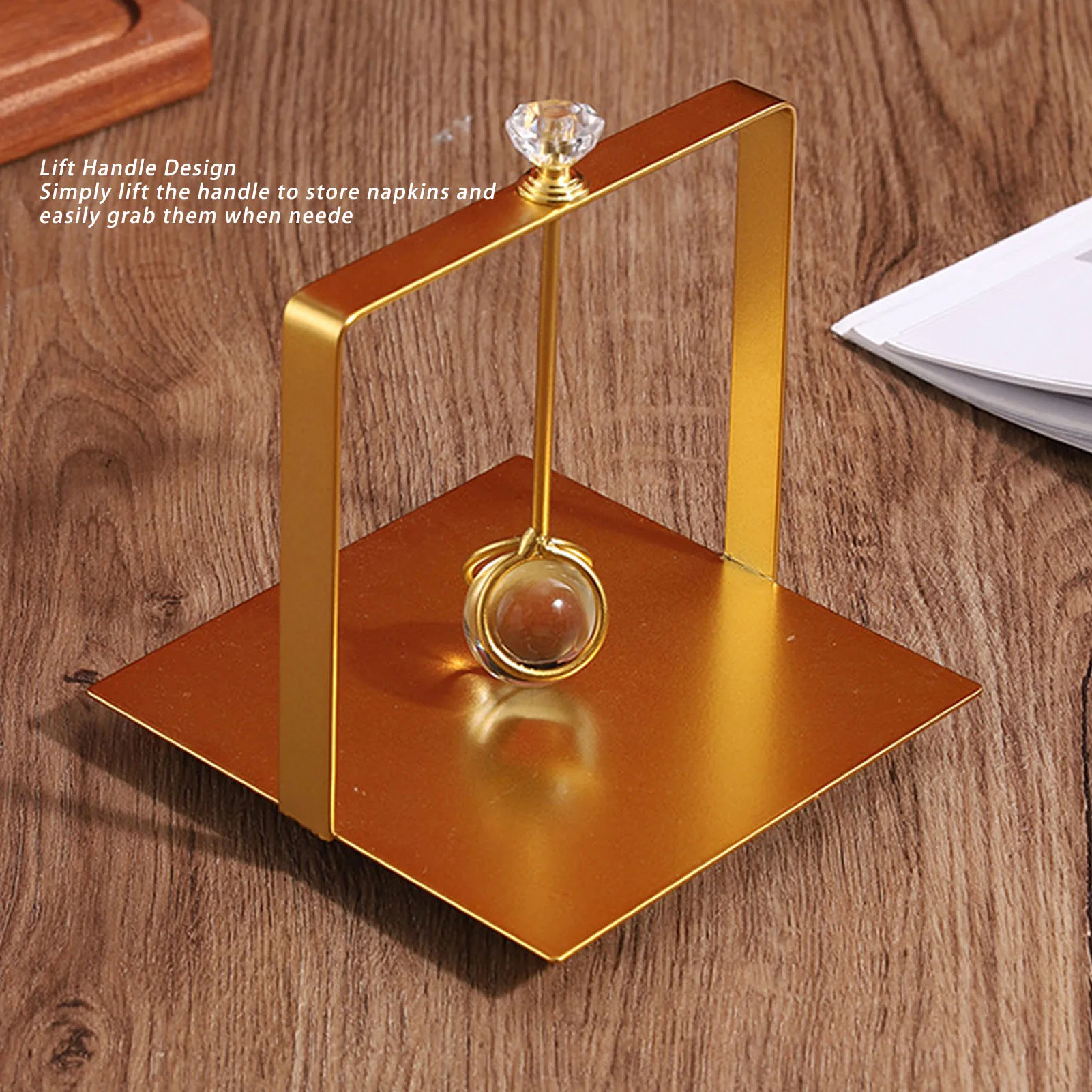Flat Napkin Holder Metal Napkin Holder  Handle Modern Elegant  Paper Napkin Dispenser for Restaurant Hotel Home Office 5