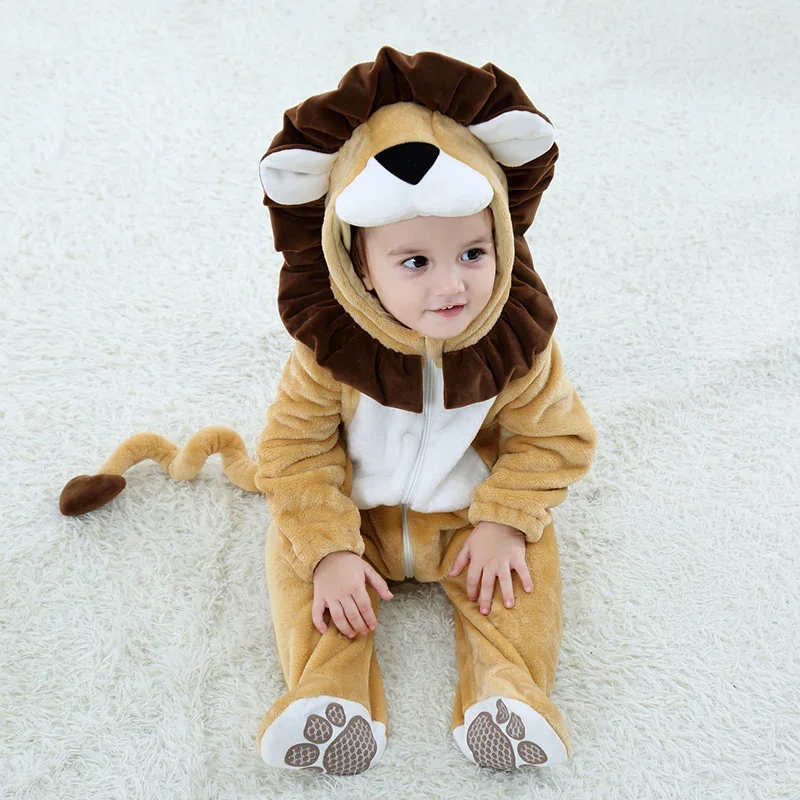 Umorden Baby Lion Cub Costume Boys Infant Toddler 3-6M 6-9M 9-12M 1-2T 2-3T Flannel Winter Pajamas Outfit Hoodie Romper cosplay jumpsuit kids cosplay costume
