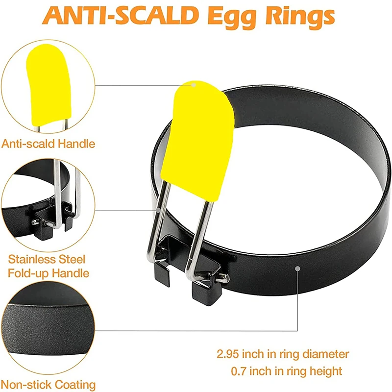 4Pcs Egg Rings Stainless Steel Nonstick Round Egg Cooker Ring for Frying Eggs and Mcmuffins stainless steel ring egg cooker egg mold egg ring