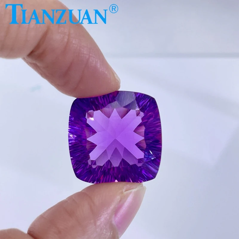 

29.42ct Natural Amethyst Intense Purple Color Cushion Shape Brilliant Cut Loose Gem Stone with GRC Certified