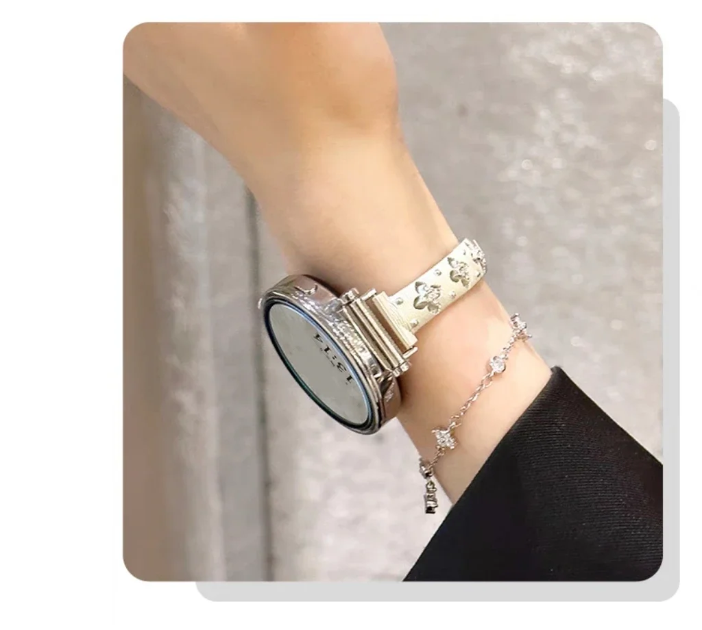 Elegant Metal Bracelet Strap with Bling Accents