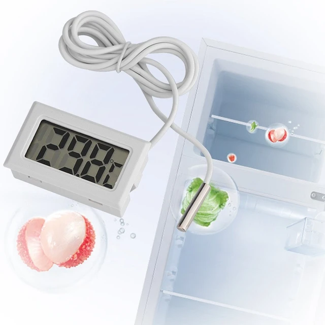 3Db Mini Lcd Digitális Hőmérő 1 Méter Vízálló Szondával Kényelmes Hőmérsékletmérő A Háztartási Hűtőszekrény Akváriumához - Image 2