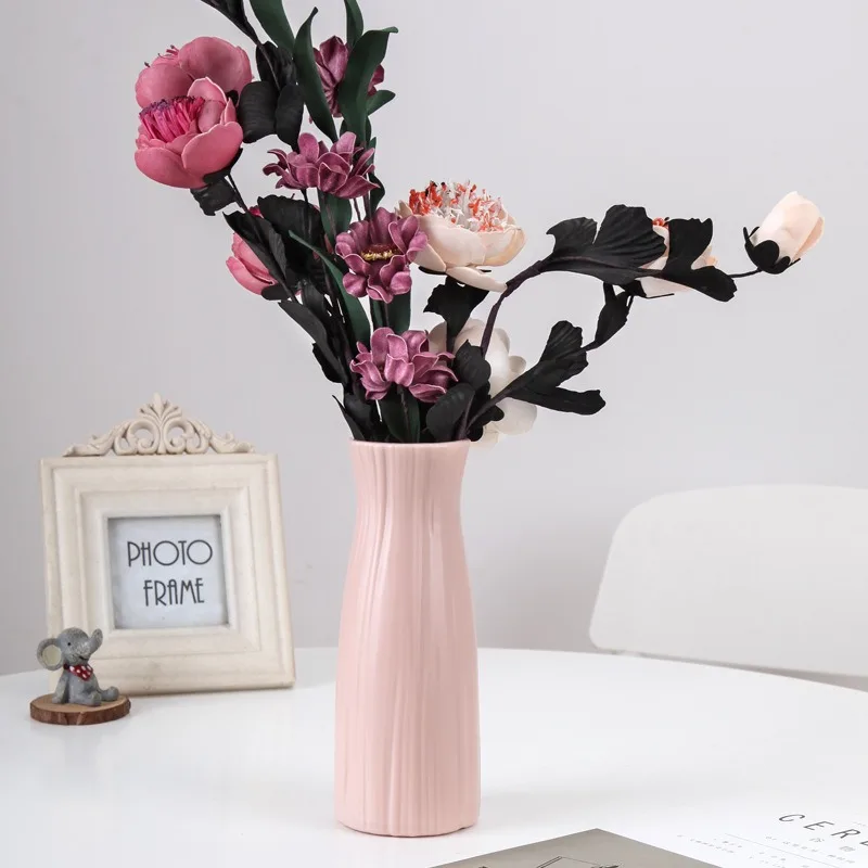 1Pc Nordic Flower Vase Minimalist Style Solid Color Plastic Pot Decoration Home Desk Plant Wedding Table Contain Arrangement 2