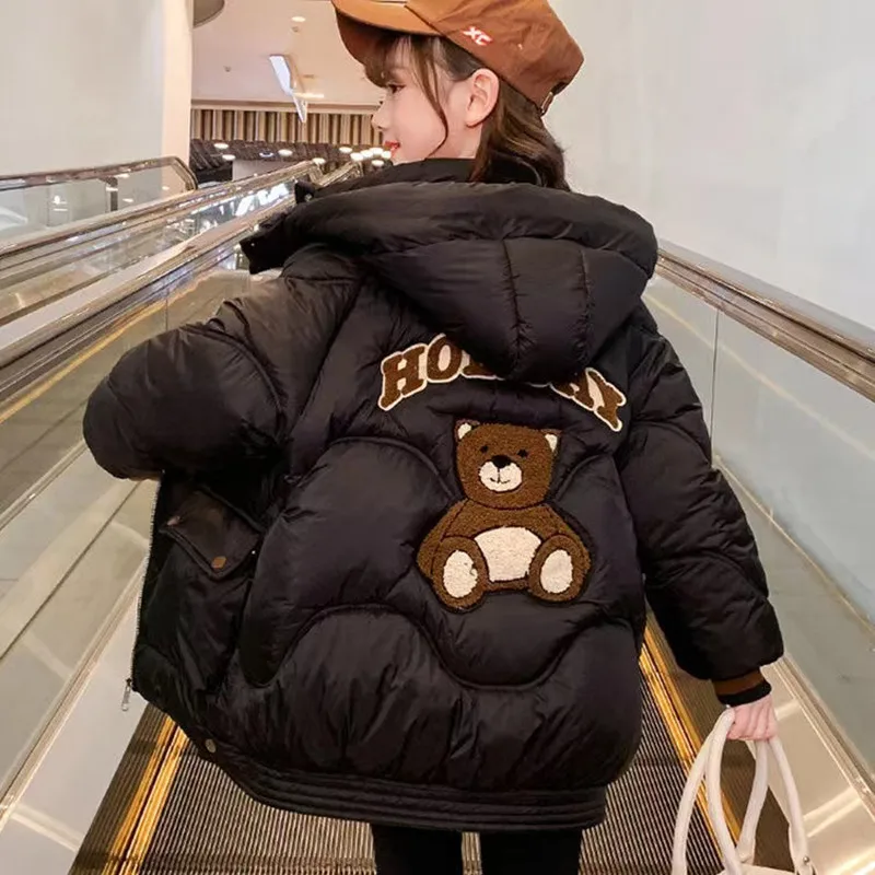 Autumn Winter Children's Parkas Teen Fashion Thicken Warm Coats Girls Cute Cartton Jackets Hooded Coat