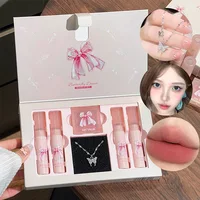 Art Value Butterfly Dance Color Box Four Lip Glaze Blush Set Necklace Lip Mud Blush Set 1