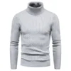 2024 Autumn New Sweater Men's High Collar Elastic Knit Fried Dough Twists Pattern Casual Versatile Top Tight and Warm 4