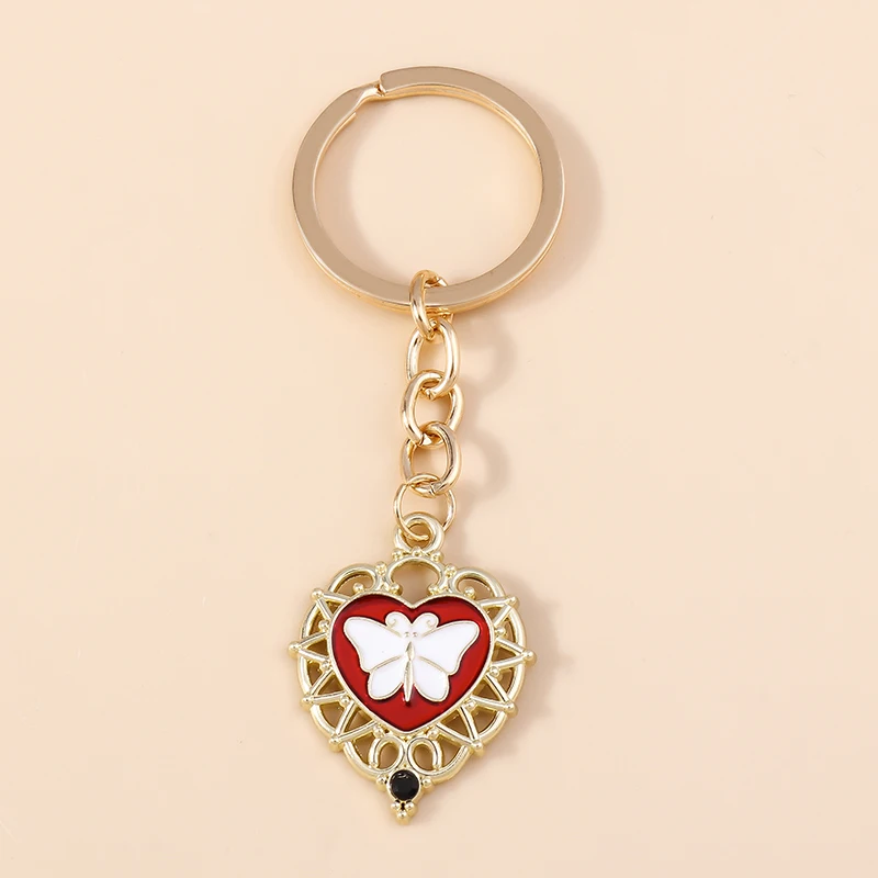 Aihua Gothic Red Evil Eye Hearts Schlüsselanhänger Steampunk Schmetterling Herz Charm Schlüsselanhänger für Frauen Männer Vampir Vintage Party Schmuck – Detail 8