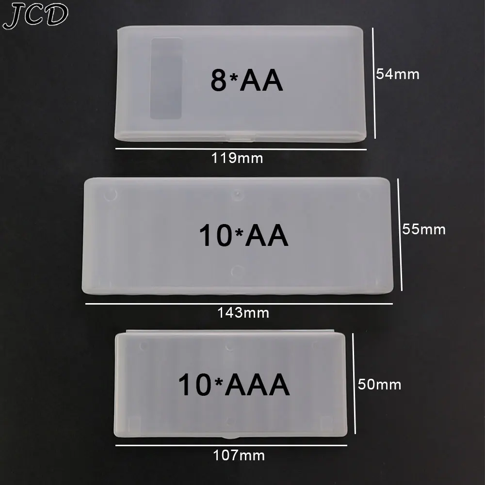 JCD 플라스틱 하드 컨테이너 케이스 배터리 보관함, AAA, AA 배터리 정리함 액세서리, 4 슬롯, 6 슬롯, 8/10 슬롯