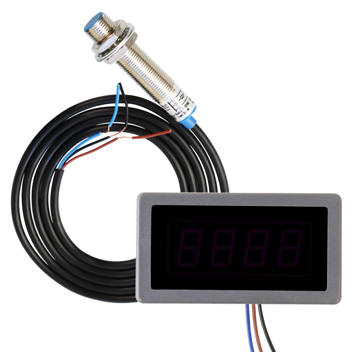 AC Tachometer 220V 110V 4-Digit LED Digital Display Motor Tachometer With Hall Sensor Magnet RPM Speed Meter