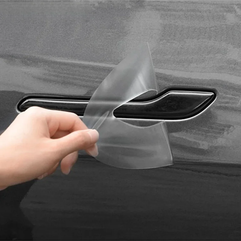 

For Tesla Model 3 Model Y 2017-2023 By Handle Scratch Protector - Inverted By Handle Paint Protective TPU Film Car Clothing