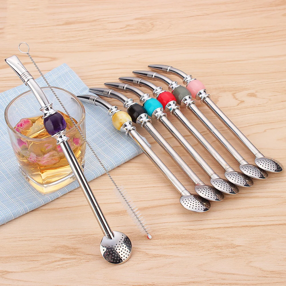 2 Pcs Stainless Steel Removable Filter Head Bombilla Straw Set Yerba Mate Drinking Filter Tea Strainers Tea Infusers Kitchen tea infuser,tea strainer,tea filter