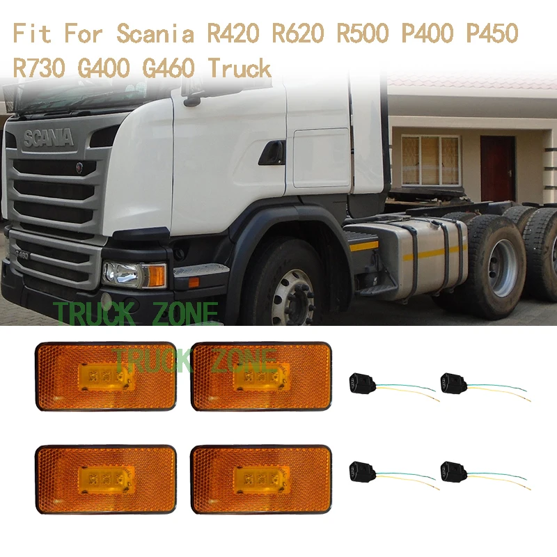 4Pcs 24V Luci A Led Per Scania Truck P G R Series Side Marker Lamp Ambra 1737413