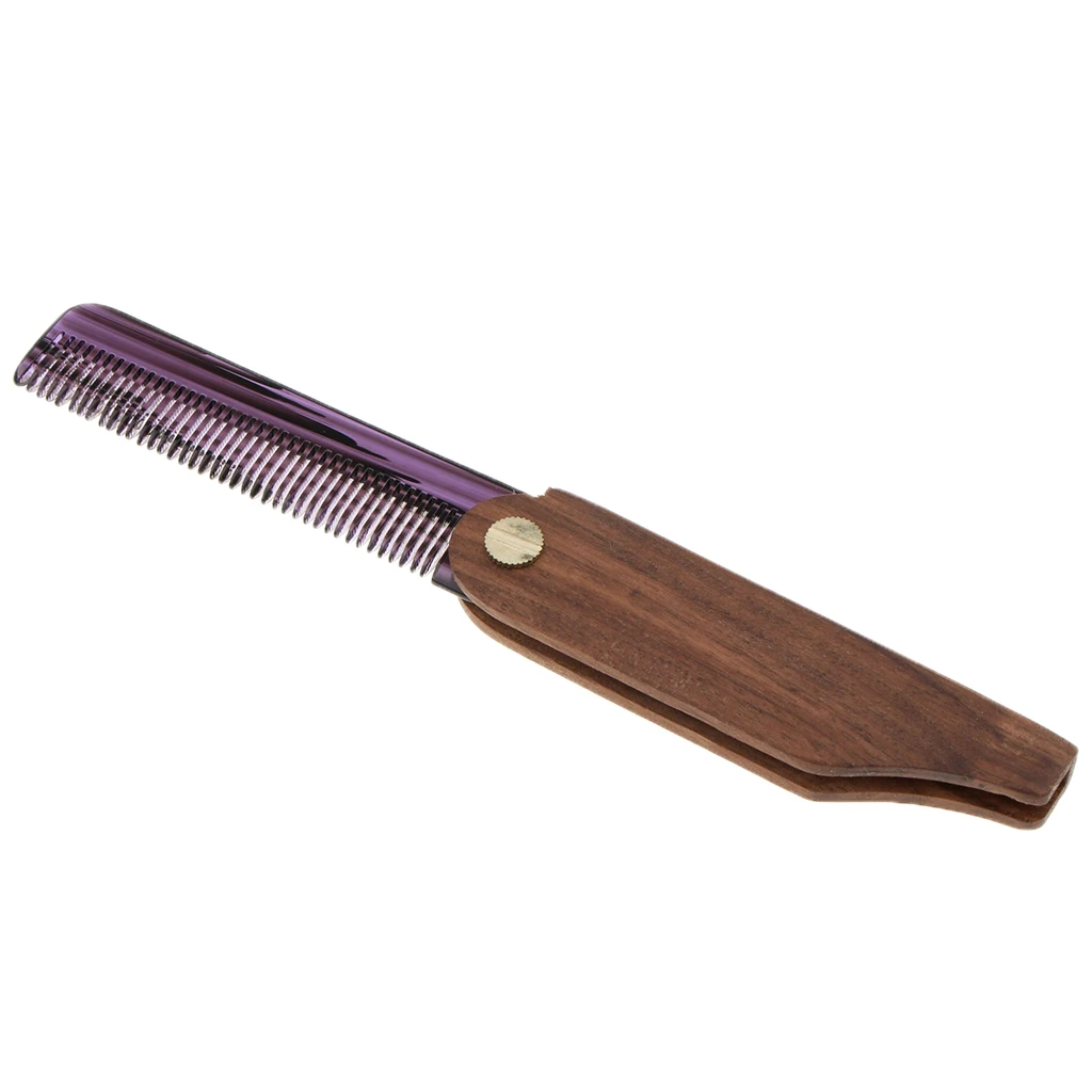 Folding Wooden Comb - Men`s Hair, Beard and Mustache Styling Comb - Pocket Sized, Durable, Anti-Static for Every Day Grooming