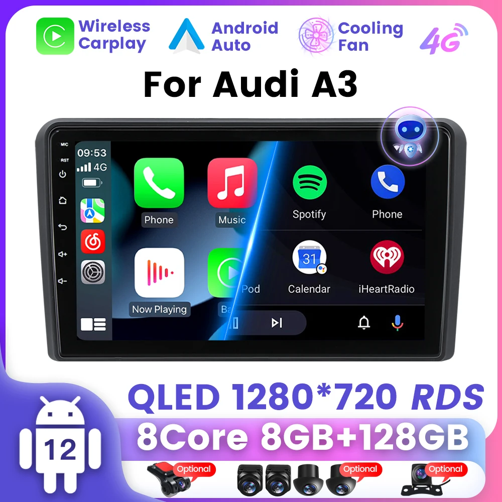 Android 12 8 Core Qled Screen For Audi A3 2 8p S3 2 Rs3 1 Car Radio