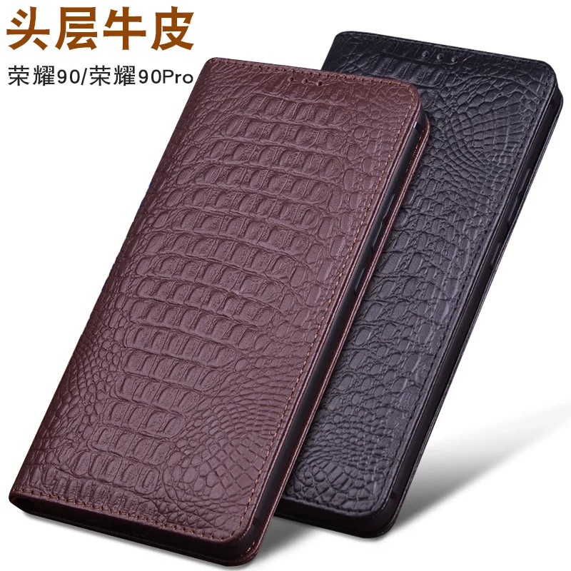 Hot Luxury Real Cowhide Or Lich Genuine Leather Flip Phone Cases For Honor 90 Honor90 Pro Hell Full Cover Pocket Bag Case