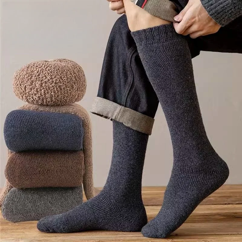 Men's Luxury Winter Wool Knee-High Socks - 3 Pairs
