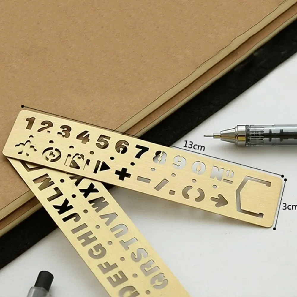 Metal Craft Stencils Hollow Out Straight Ruler Number Letter Pattern Bookmark Stationery Painting Drawing Measuring Tool