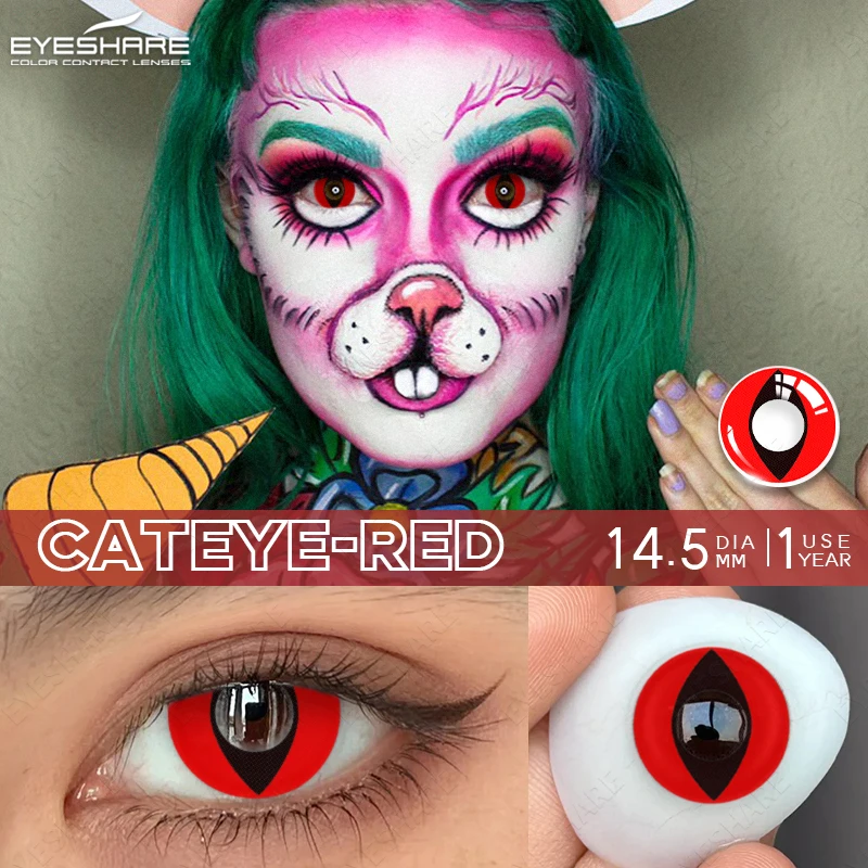 EYESHARE Weiße farbige Kontaktlinsen für Augen, Cosplay, schwarze Augenlinsen, Anime-rote Linsen, 1 Paar jährliche Schönheitskontakte, Make-up – Detail 24