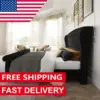 Queen Size Platform Bed Frame, Velvet Upholstered Sleigh Bed with Scroll Wingback Headboard Footboard/Button Tufted/No Box 6