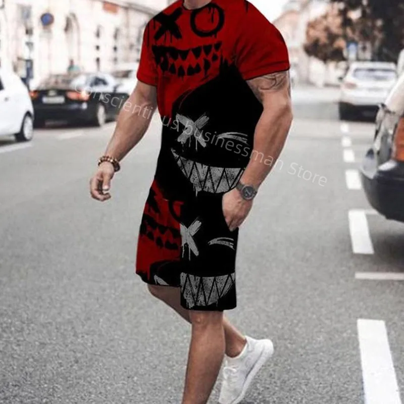 

Men's Summer Tracksuit T-Shirt Shorts Set Mens Sports Outfits Jogging Suit Fashion Oversized Clothing T-shirt Set Men Streetwear