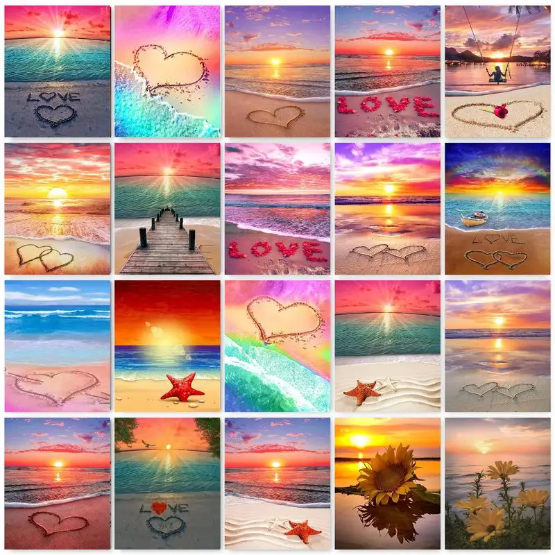 

GATYZTORY 5D DIY Алмазная вышивка полный квадратный/круглый алмазная живопись наборы Пляжный Пейзаж мозаика Стразы домашний декор