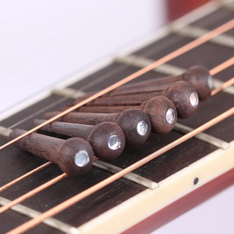 75％以上節約 ローズウッド製 ブリッジピン 6個セット アコースティックギター ギター