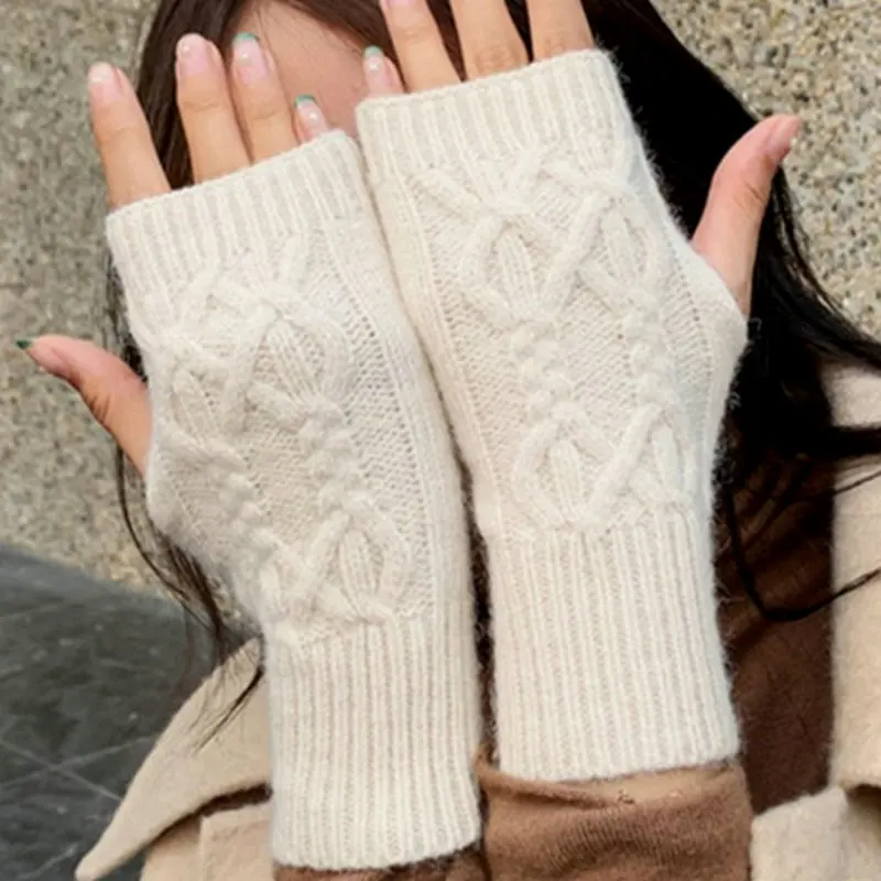 Half Finger Gloves for Women Winter Soft Warm Wool Knitting Arm Gloves fleece fingerless gloves,wool gloves,fingerless gloves,half finger gloves,winter gloves