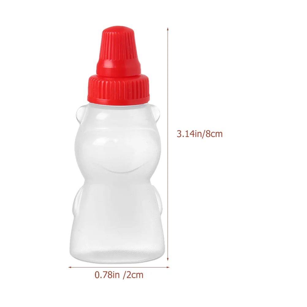 4 Pcs Mini Sauce Containers Bear Bottle Small Mouth Kitchen Dinnerware Salad Dressing Jar Reusable Ketchup Bottle Portable Hot