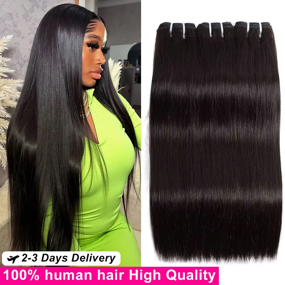 Extensions de cheveux humains brésiliens Remy naturels non traités 16A, 3 ou 4 pièces, 100% qualité supérieure, pour femmes 1
