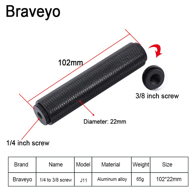 1/4 to 3/8 SLR Camera Stand Extension Rod Aluminum Alloy Ballhead Tripod Adapter 1/4 3/8 to 5/8-27 Microphone Stand Accessory