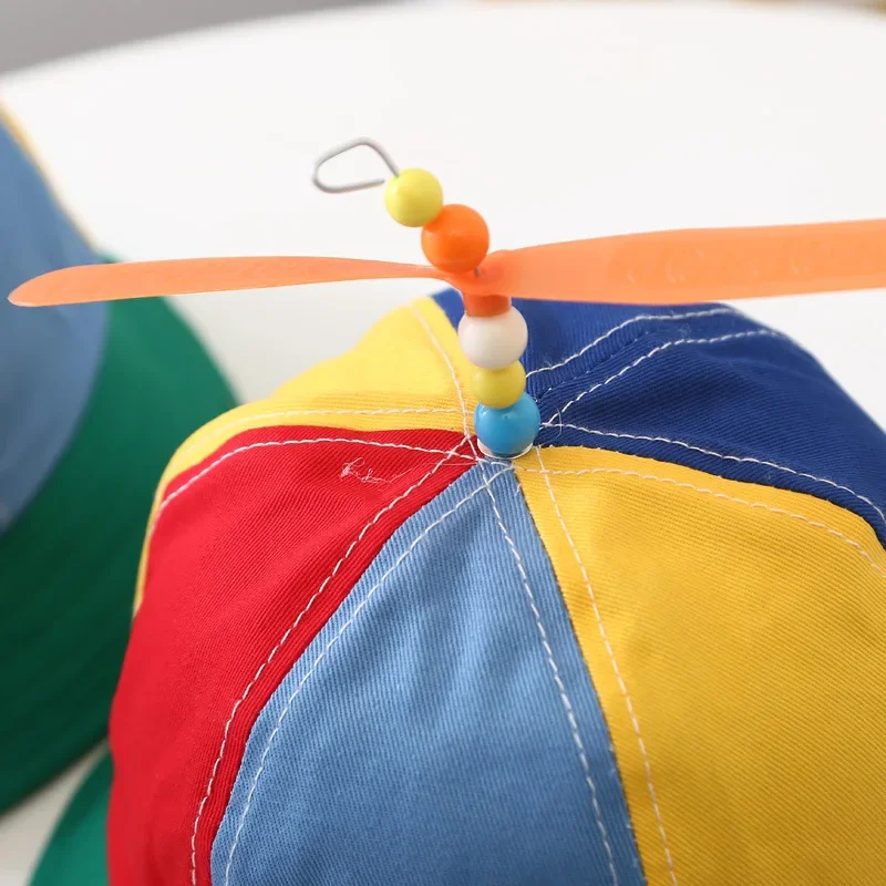 Propeller Multicolor Bucket Hat Kids Wide Brim  Fisherman Hat Girls Boys Summer Autumn Panama Sun Hat Outdoor Beach Fishing Cap