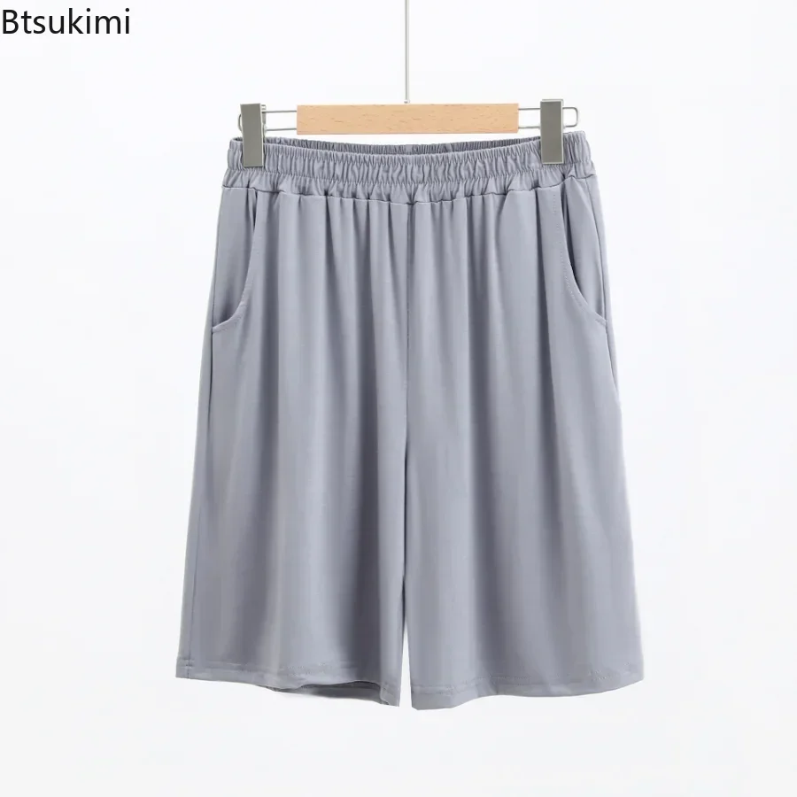 2025 HomeWear 바지 용 남성용 여름 캐주얼 반바지 수면 바지 남성 소프트 모달 바지 오버 사이즈 얇은 스트레치 반바지 남성