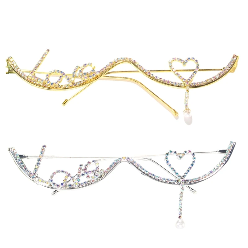 

Fashion Decorative Face Jewelry No Lens Half Frame Eyewear Women Gift