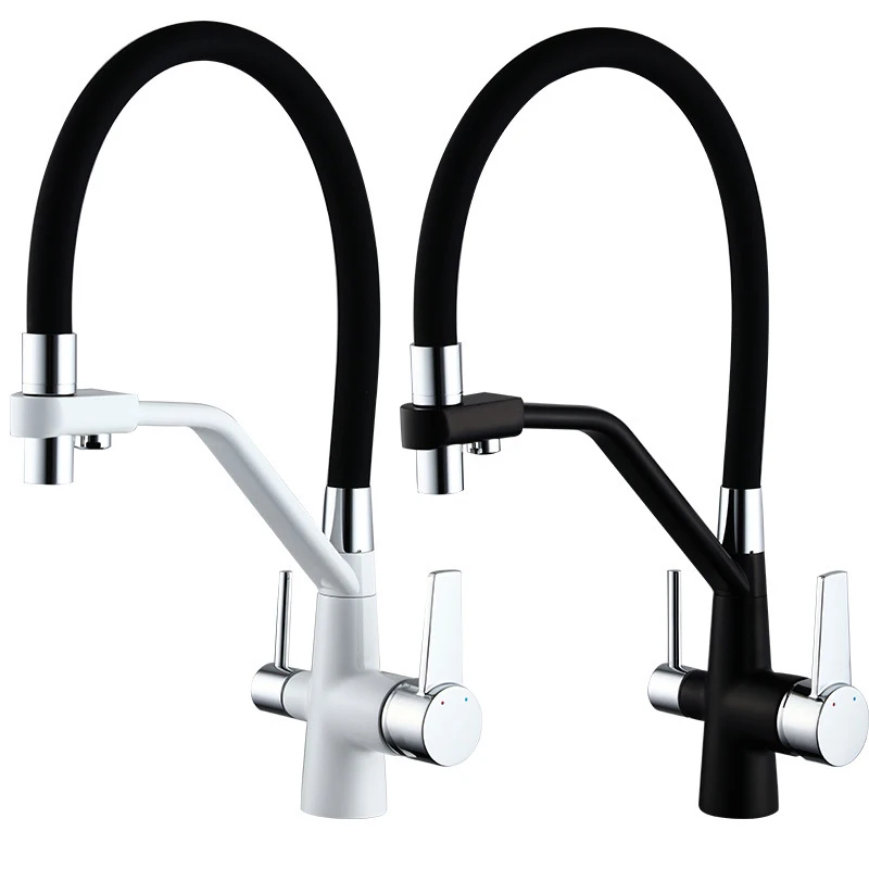 

Single Hole 1-Handle Drinking Water Faucet Kitchen Sink Faucet Mixer Tap 3 in 1 Water Filter Purifier Faucets, Brushed, Black
