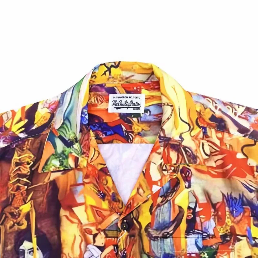 

2024new WACKO MARIA Shirt Men Women Top Quality Cartoon Manga Print Hawaiian Shirts Tee Men's casual T-shirt