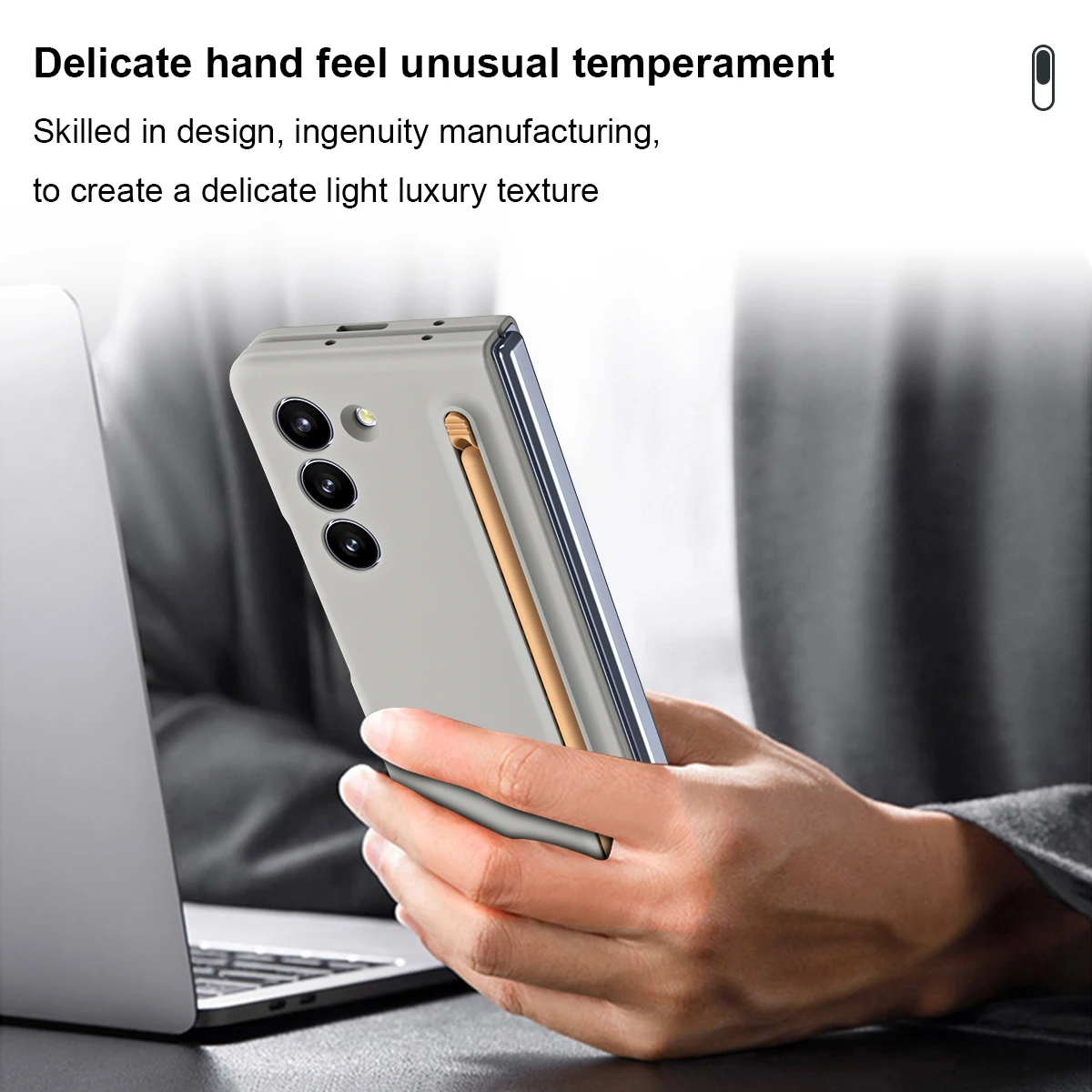 Business Simple All-inclusive Folding Phone Case For Samsung Galaxy Z Fold 5 Pen Slot Design Anti-drop Shell With Capacitor Pen
