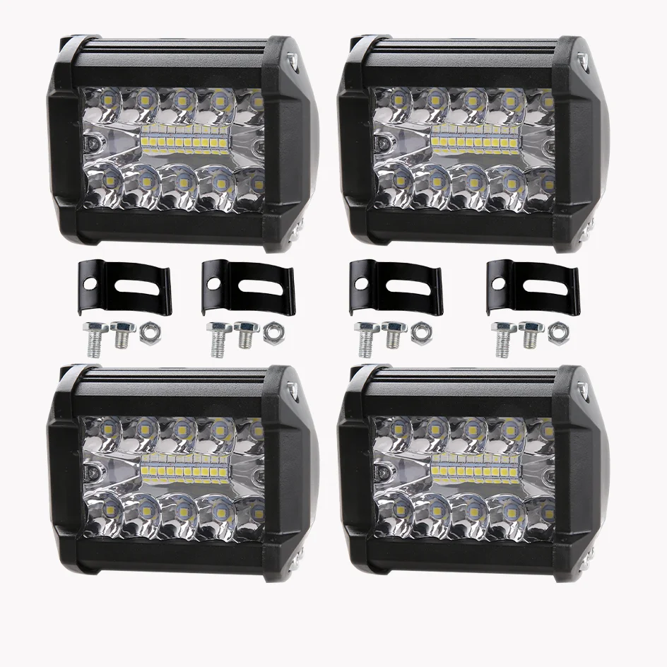 LED Work Light Bar 144W/120W Spot Flood Beams Combo for Car Tractor Boat OffRoad Truck SUV ATV Car Repairing Lights 4
