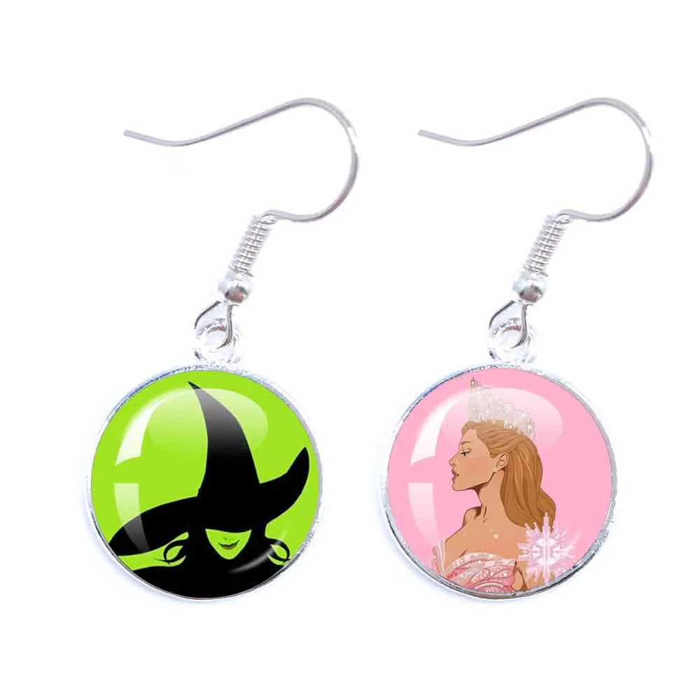Classic Musical Movie Magic Wicked Witch Glass Glass Cabochon Earrings Drop Earring For Women Girls Cosplay Jewelry Accessories 2