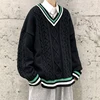 Winter Sweaters Men Warm Retro V-neck Knitted Pullovers Men Streetwear Korean Loose Long Sleeved Sweaters Mens Jumper Clothes 3