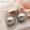 S & Z DESIGN nouvelle mode pain rond grande perle boucles d'oreilles pour les femmes bijoux de mariage cadeau tempérament cubique zircone Eardrop