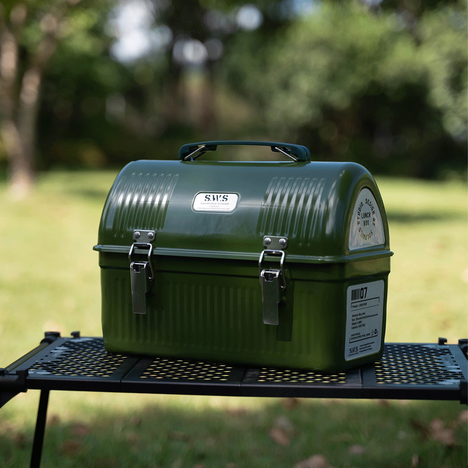 9.5L Vintage Metal Lunch Box with Handle and Latch Camping Fishing Coffee Tea Food Storage Box Outdoor Camping Tool Case