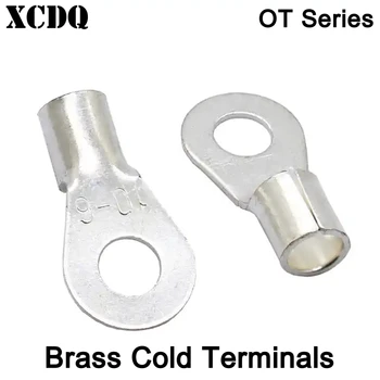 ขายส่ง 100 ชิ้น OT แหวน CRIMP เทอร์มินัล 4 มม.6AWG 8AWG สายเคเบิลปลายทองเหลืองชุบเงินตัวเชื่อมต่อแบบไฮพาสสำหรับสายไฟ 1