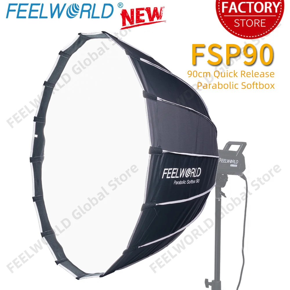 Feelworld Fsp90 90Cm Softbox Parabolico Foto A Sgancio Rapido Portabe Deep Soft Box Griglia A Nido D'Ape Per Bowens Mount Studio Flash