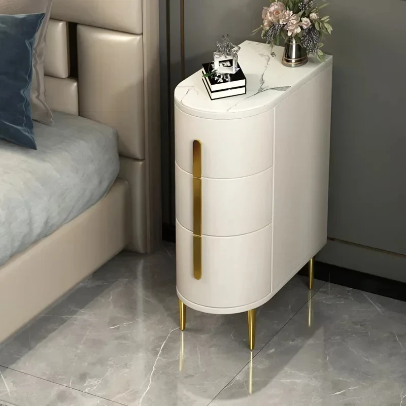 

Nordic Solid Wood Drawer Bedside Table Nightstand Slate Tabletop Ultra Narrow Bedroom Mesita De Noche Bedroom Furniture WK